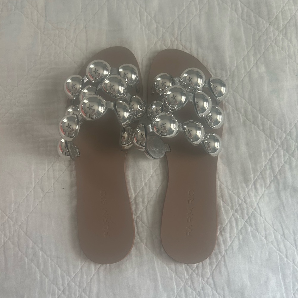 Never Worn. 

FARM Rio Brown Sandals with Metallic Accents
